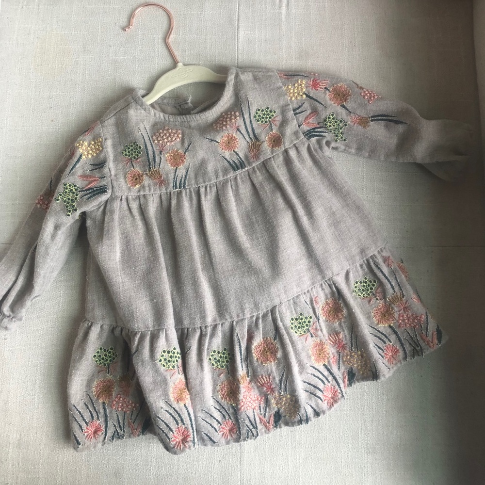 Embroidered Boho Linen Toddler Dress